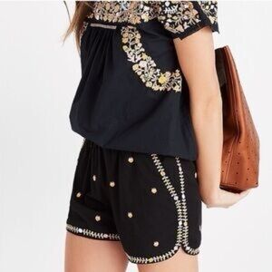 Madewell Black Embroidered Shorts